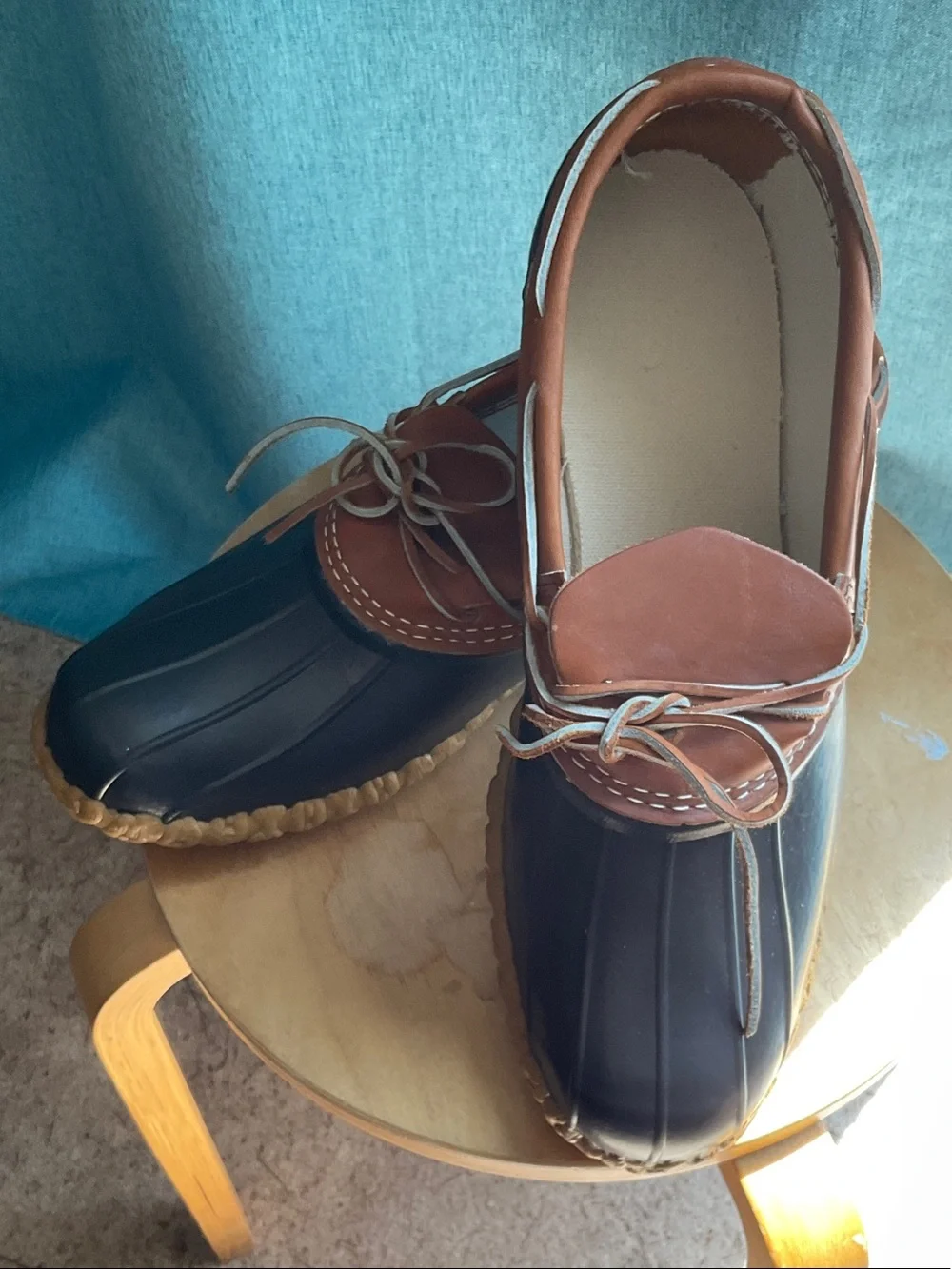L.L. Bean tan and Brown Leather-Topped Boat Shoes BEAN BOOTS mens size 13M